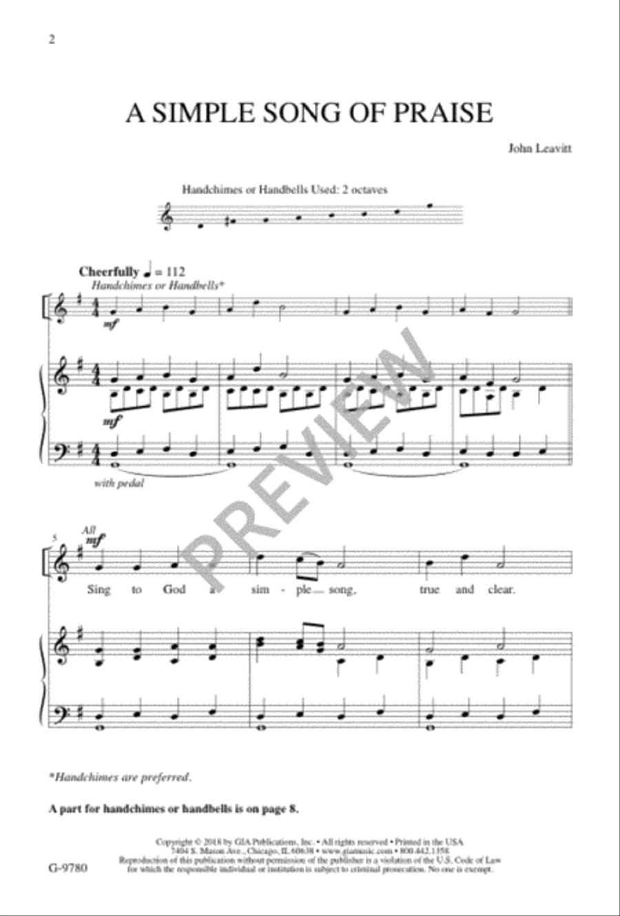 A Simple Song of Praise Unison Choir scores gallery preview page 3