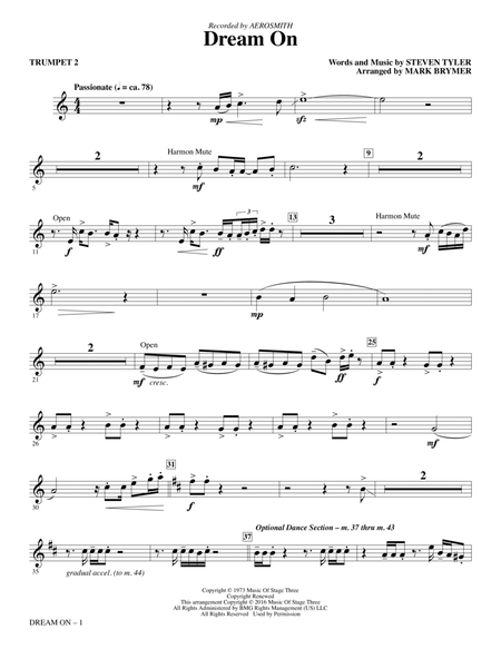Dream On (arr. Mark Brymer) - Trumpet 2