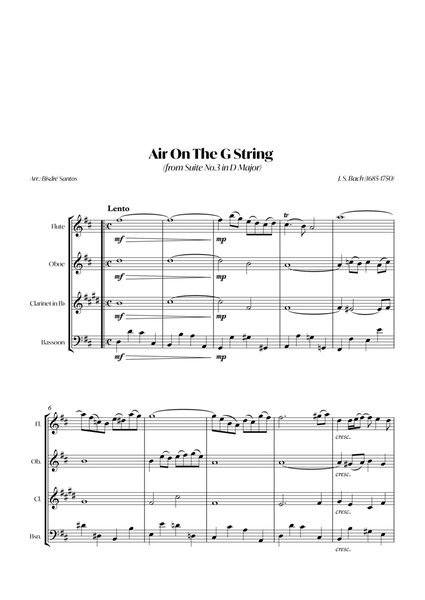 Air On The G String (from Suite No.3 in D Major) (Bach) - Woodwind quartet image number null