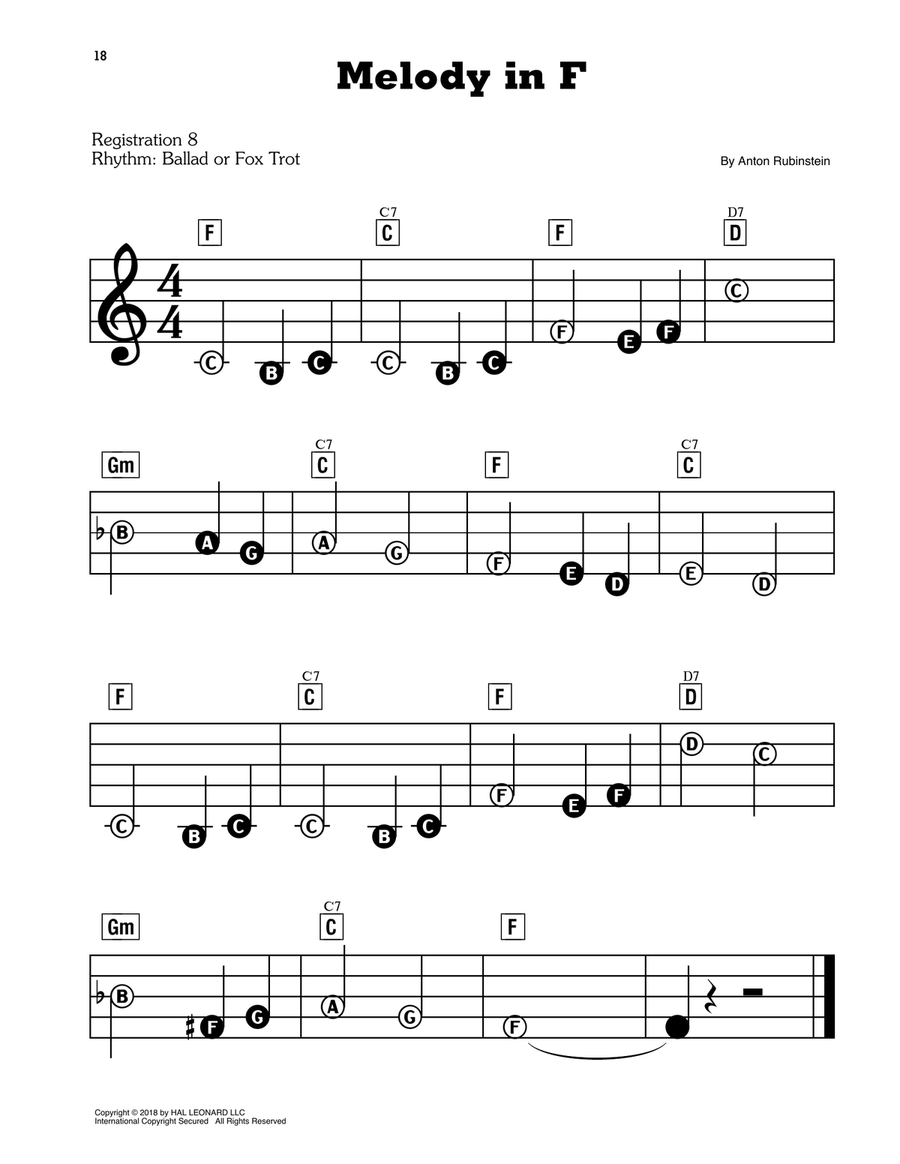 Melody In F Melody In F Electronic Keyboard scores gallery preview page 1