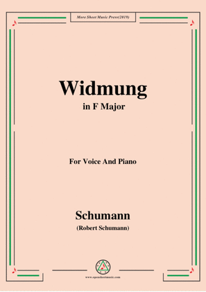 Book cover for Schumann-Widmung,Op.25 No.1,from Myrten,in F Major,for Voice&Pno