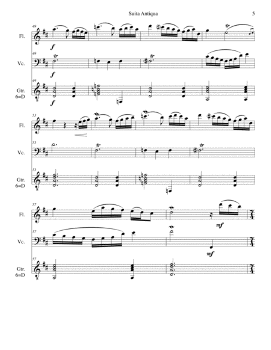 Suita Antiqua for flute, guitar and cello Flute scores gallery preview page 5
