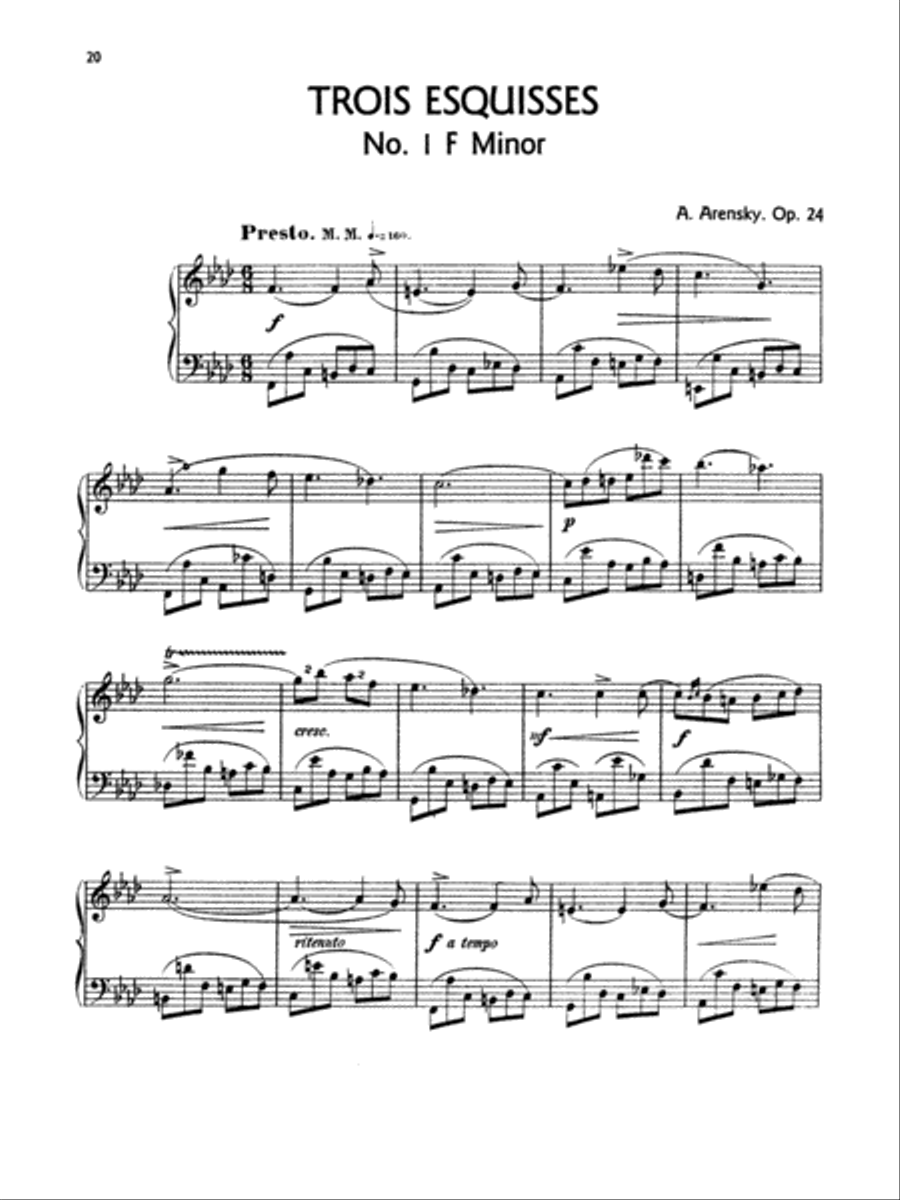 Arensky: Trois Esquisses, Op. 24 Piano Solo scores gallery preview page 1