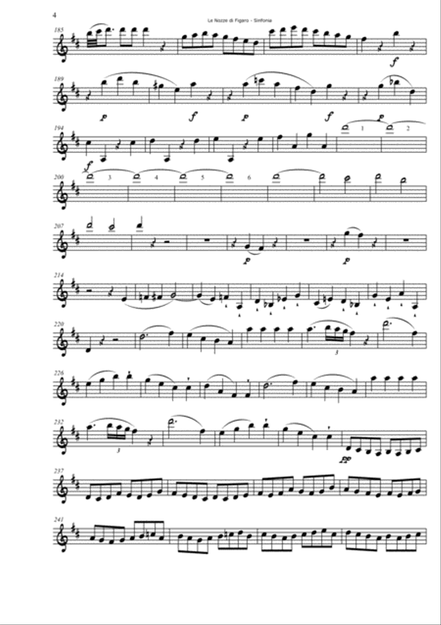 W.A. Mozart Le Nozze di Figaro (The Marriage of Figaro) SINFONIA for Clarinet Choir Set of Parts Clarinet Choir scores gallery preview page 4