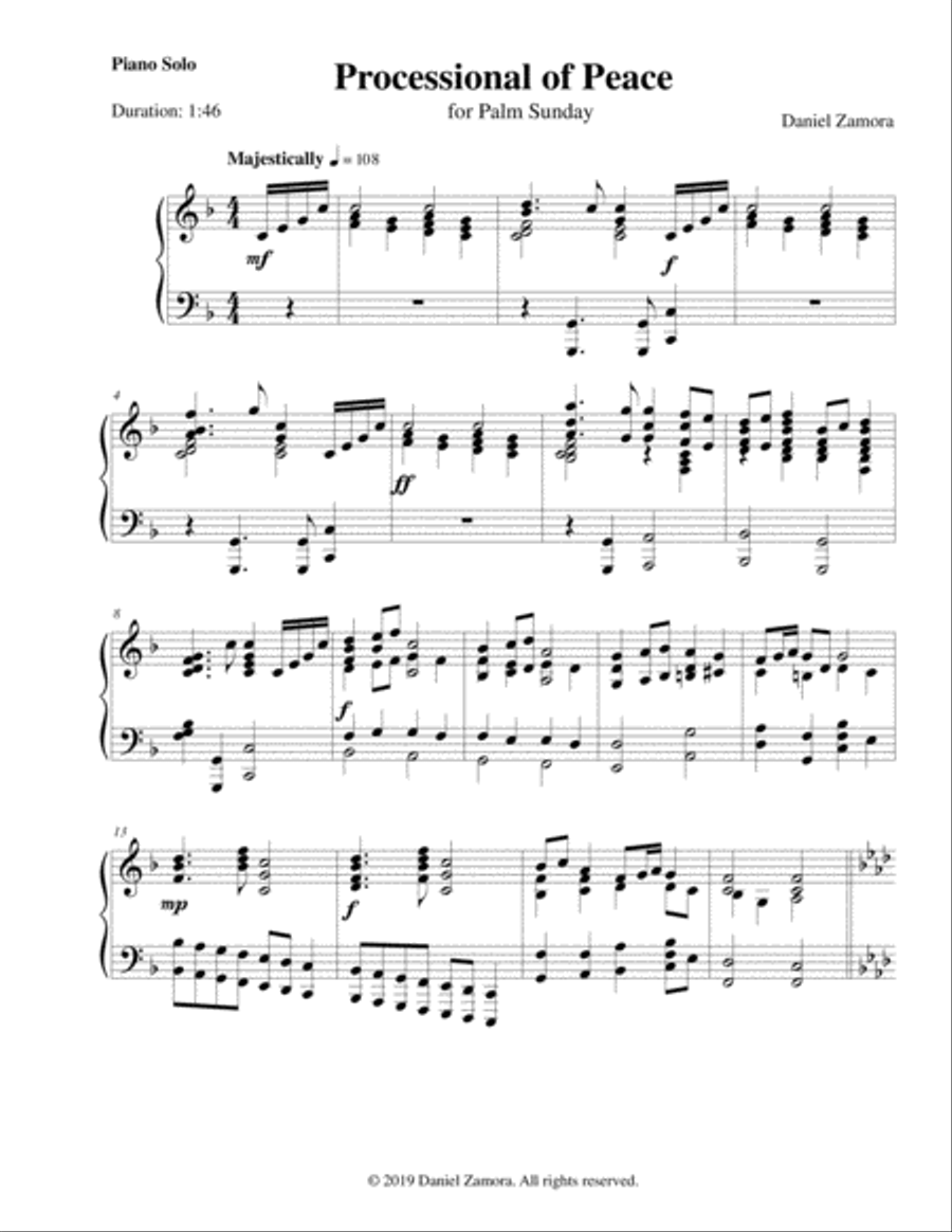 Processional of Peace Piano Solo scores gallery preview page 1