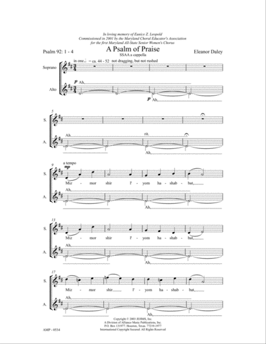 A Psalm of Praise SSAA scores gallery preview page 2