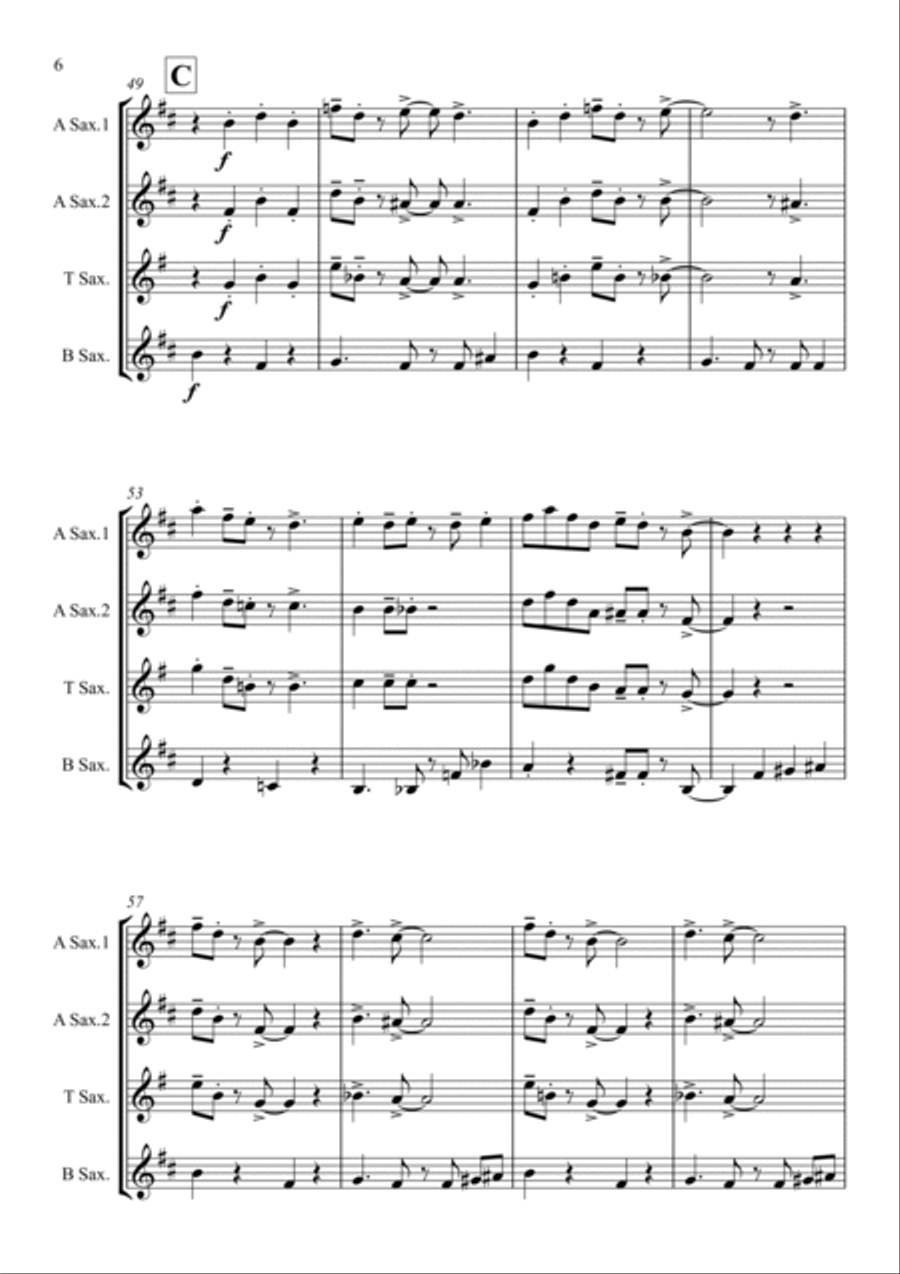 Friend Like Me Saxophone Quartet scores gallery preview page 6
