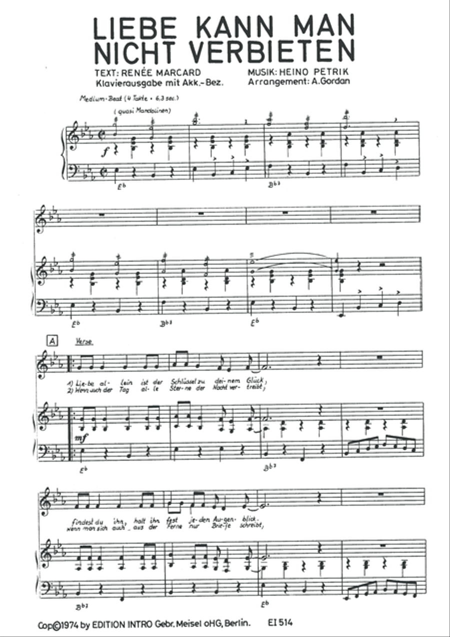 Liebe kann man nicht verbieten Piano, Vocal scores gallery preview page 3