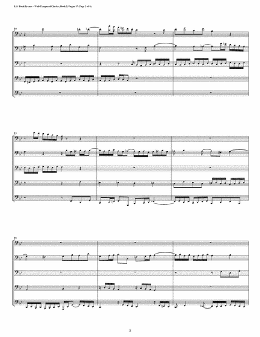 Fugue 17 from Well-Tempered Clavier, Book 2 (Euphonium-Tuba Quintet) image number null