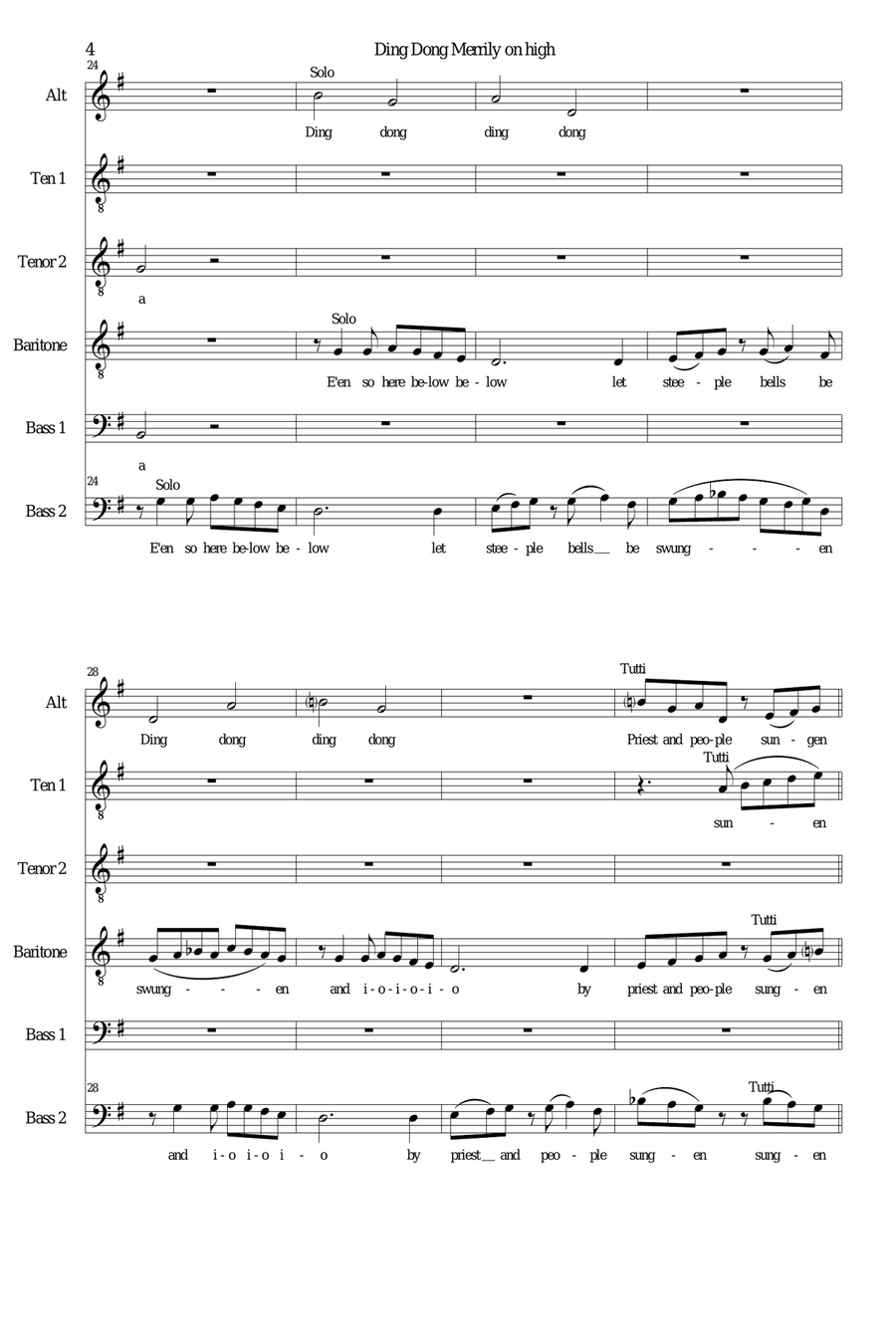 Ding Dong Merrily on high - a new version for male voices (ATTBarBB) Choir scores gallery preview page 4