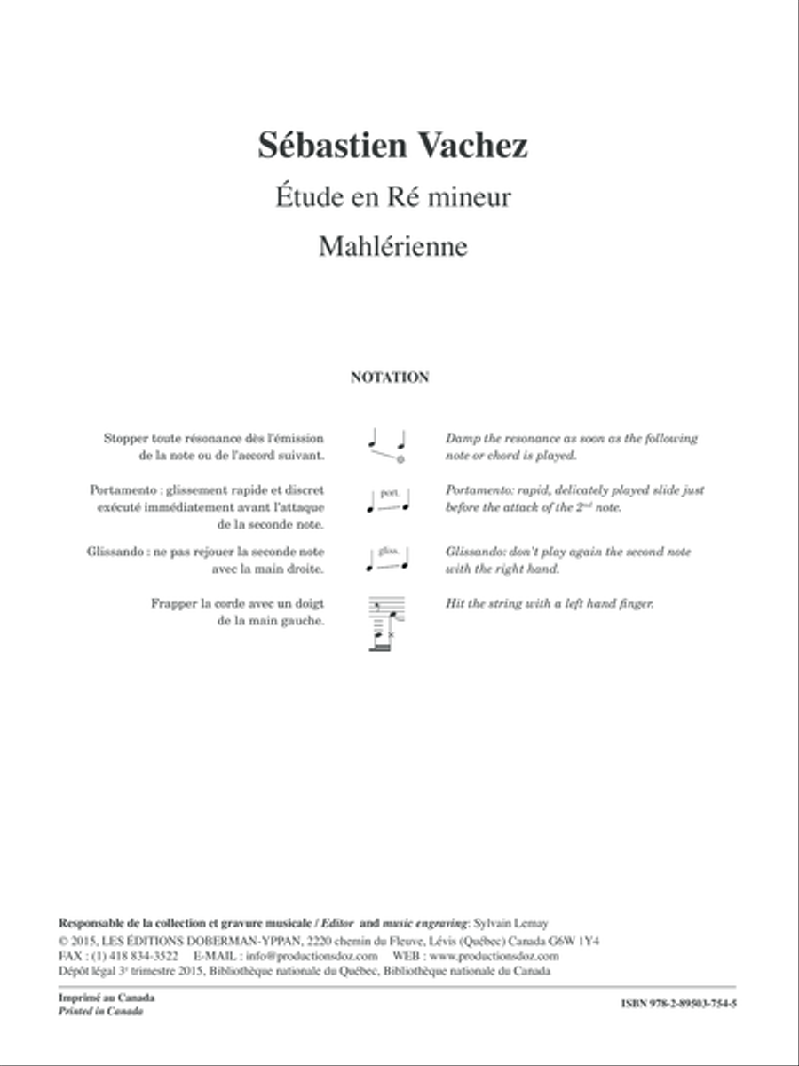 Étude en Ré mineur / Mahlérienne Classical Guitar scores gallery preview page 1