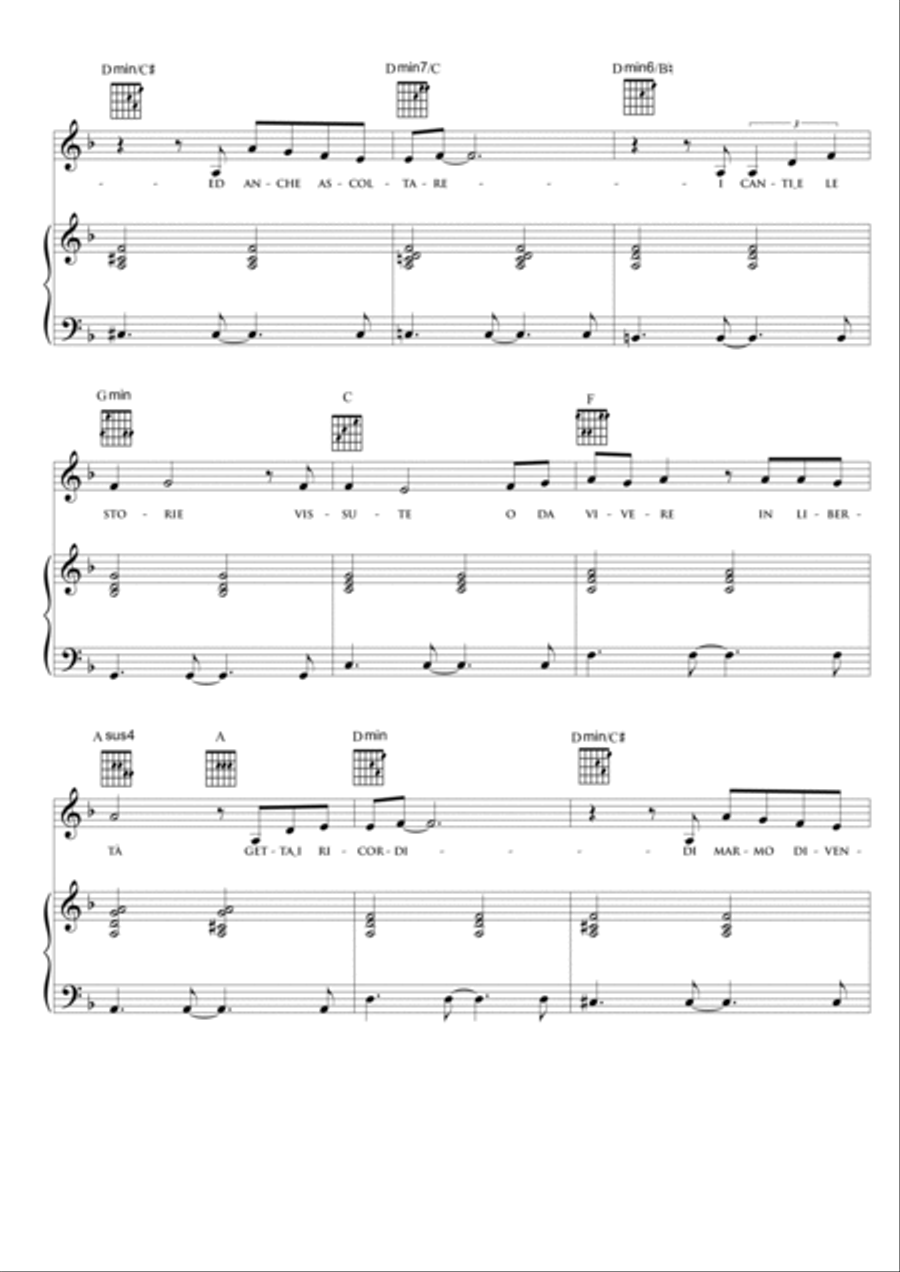 Ancora domani Piano, Vocal, Guitar scores gallery preview page 2
