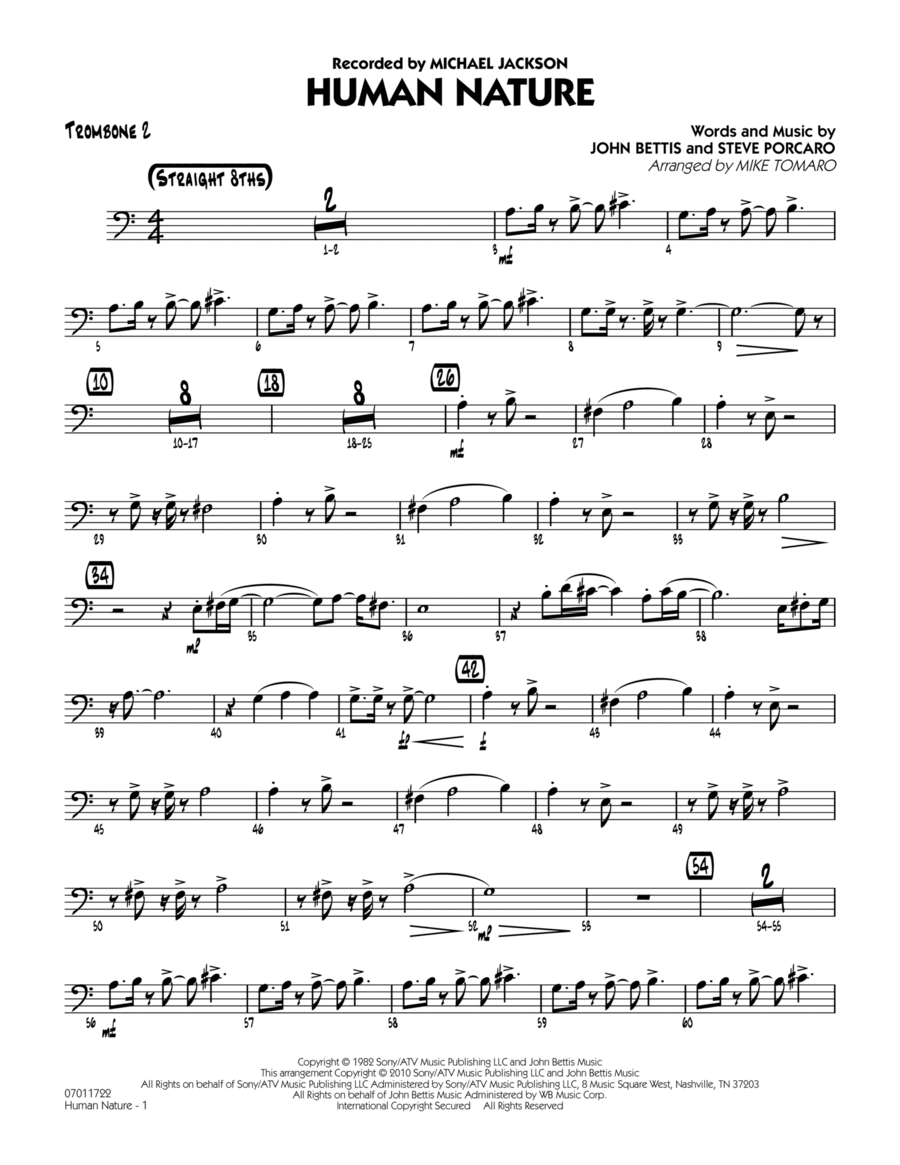 Human Nature - Trombone 2 Trombone scores gallery preview page 1