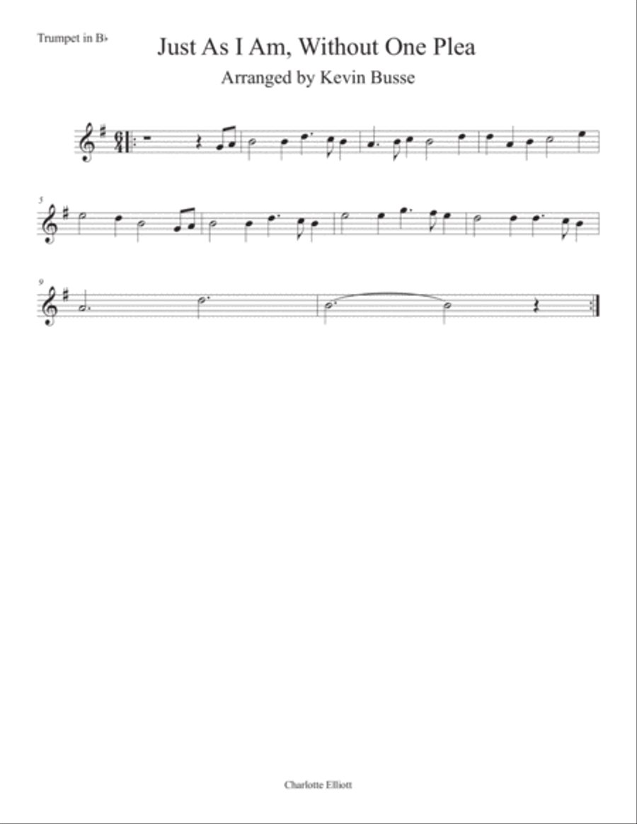 Just As I Am, Without One Plea - Trumpet Trumpet Solo scores gallery preview page 1