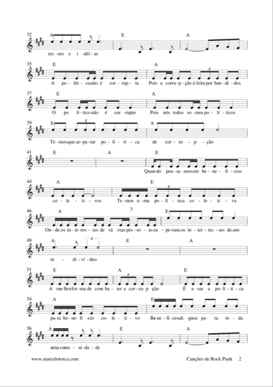 Canções de Rock e Punk Piano, Vocal, Guitar scores gallery preview page 2