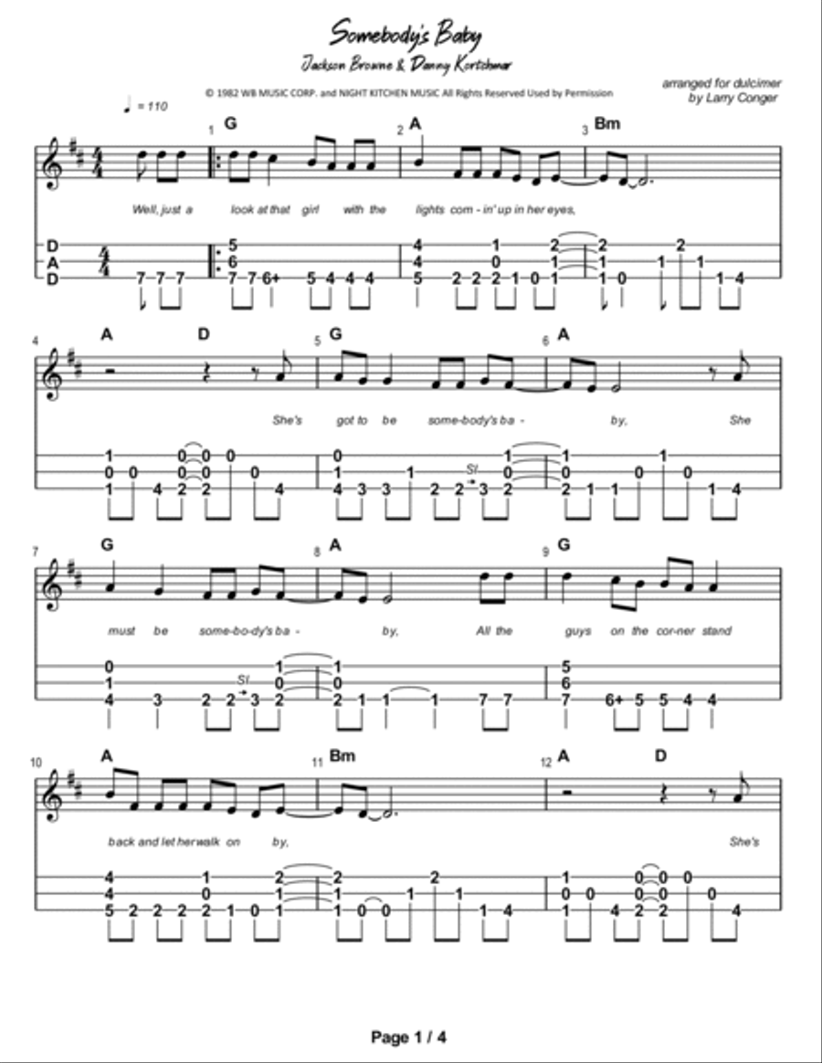Somebody's Baby Dulcimer scores gallery preview page 2