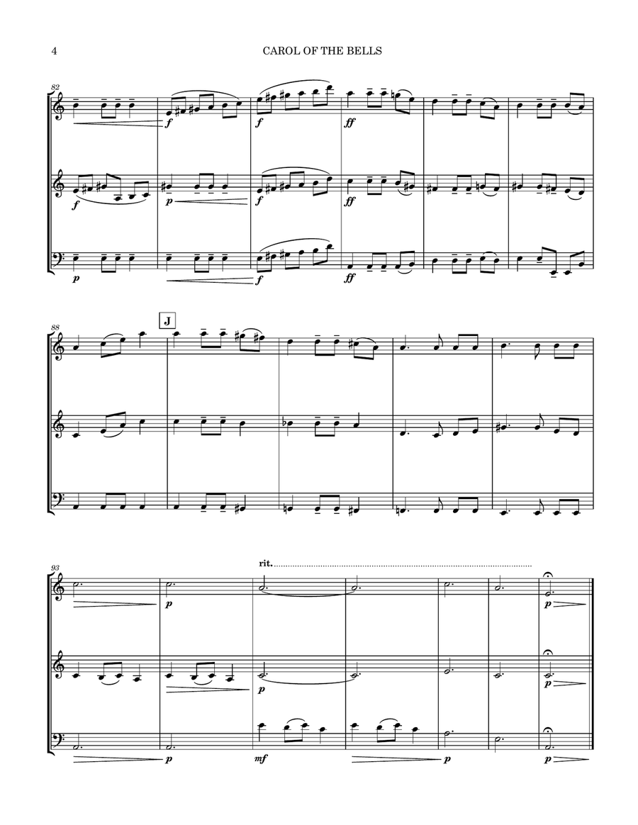 Carol Of The Bells Two Violins and Cello Trio String Trio scores gallery preview page 5