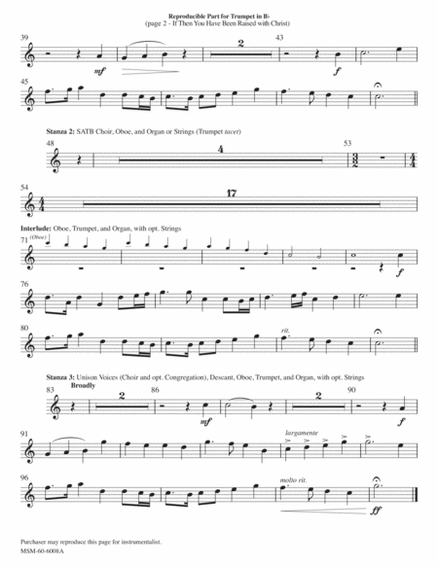 If Then You Have Been Raised with Christ (Downloadable Oboe/Trumpet Parts)