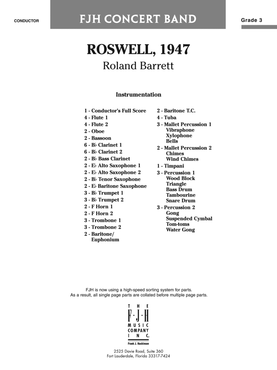 Roswell, 1947: Score Concert Band scores gallery preview page 1