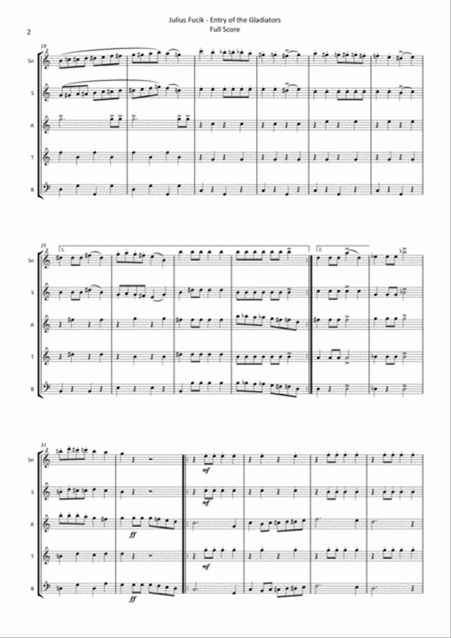 Julius Fucik - Entry of the Gladiators (circus music) - for recorder quintet Small Ensemble scores gallery preview page 4
