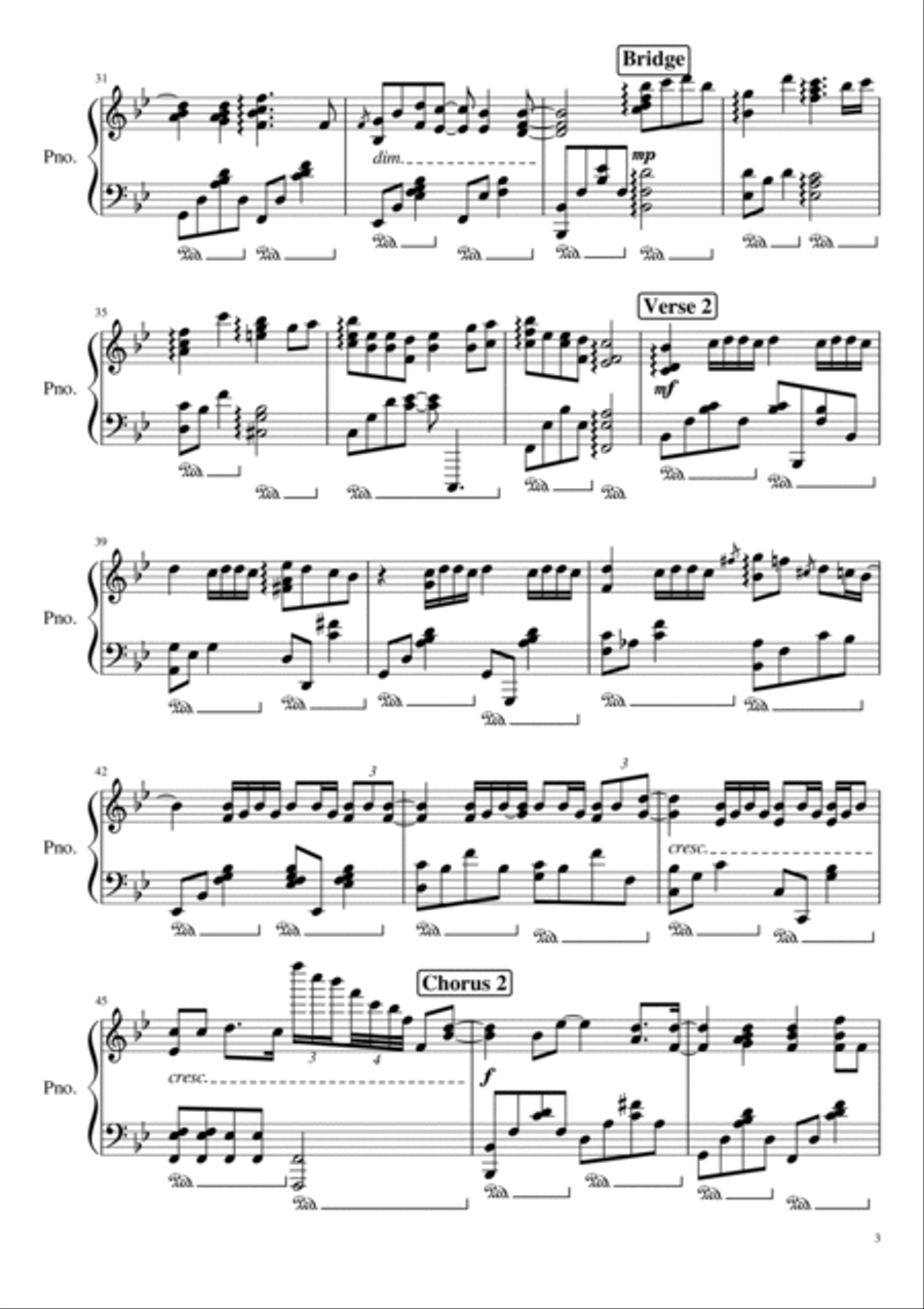 Shuo Hao Bu Ku Piano Solo scores gallery preview page 3