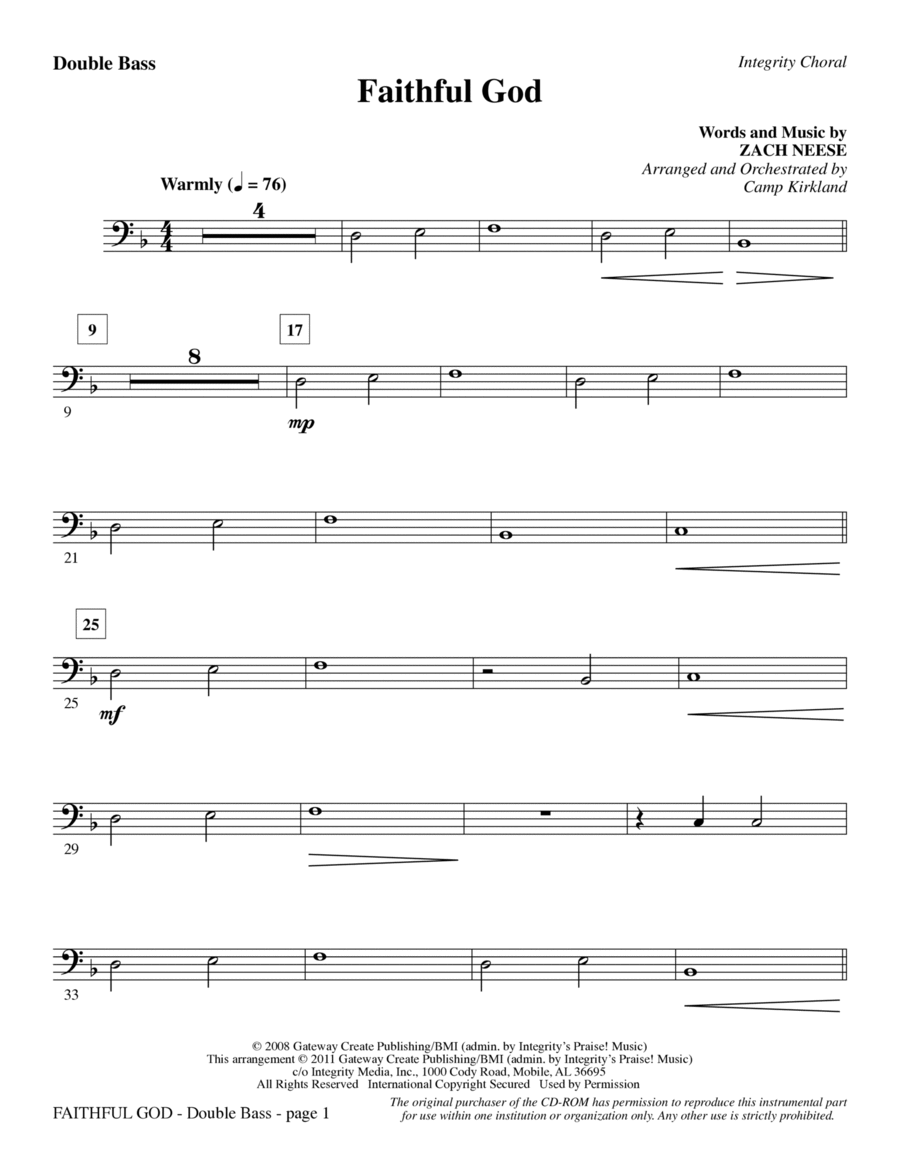 Faithful God - Double Bass Choir scores gallery preview page 1