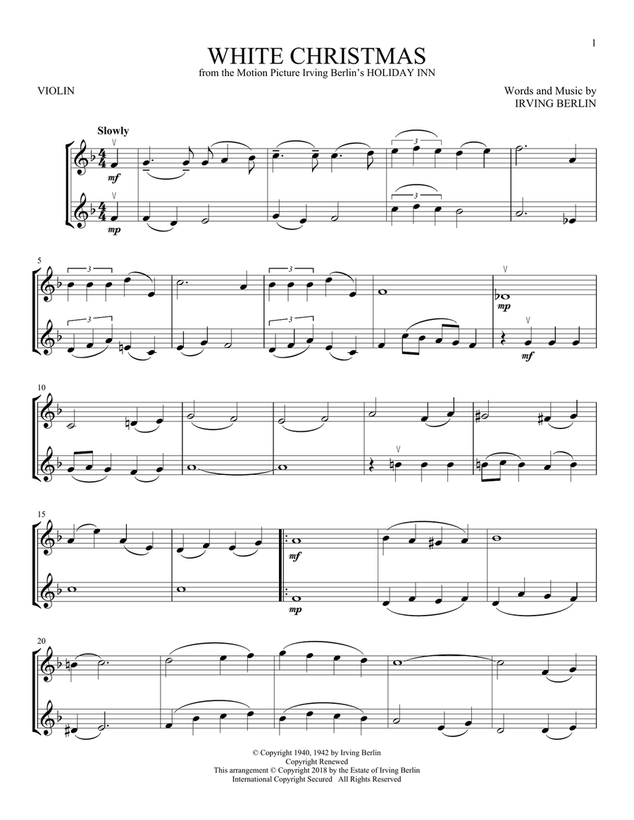 White Christmas String Duet scores gallery preview page 1