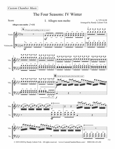 Vivaldi: The Four Seasons "Winter", Mvt. 1 (violin/cello duet) image number null