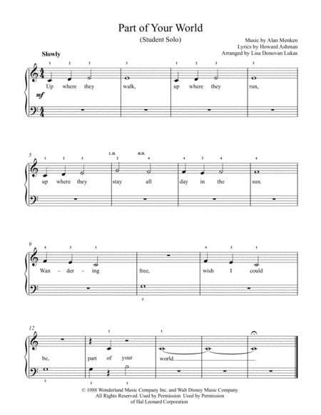 Part Of Your World - Easy Piano Solo with Teacher Duet image number null
