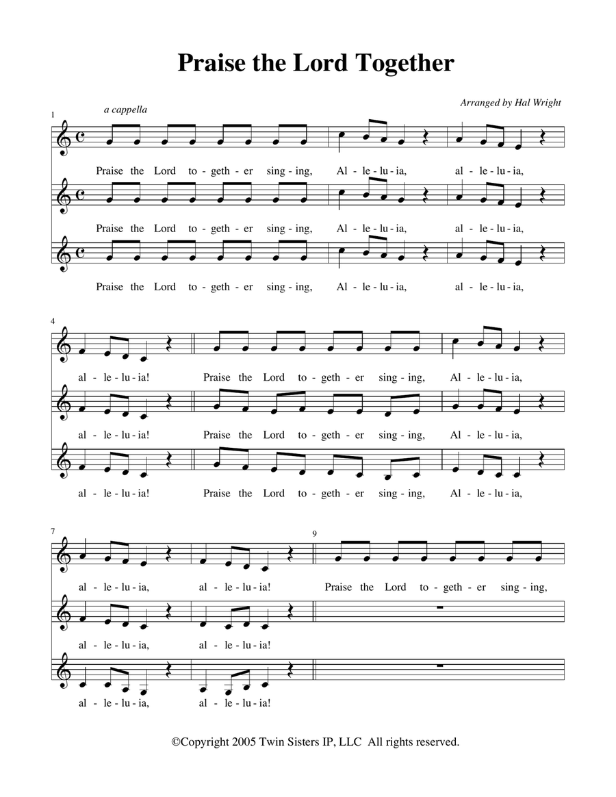 Praise The Lord Together Praise The Lord Together A Cappella scores gallery preview page 1