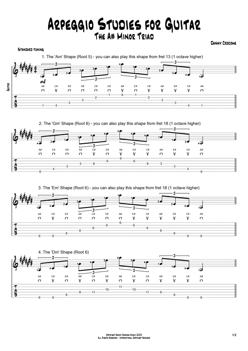 Arpeggio Studies for Guitar - The A# Minor Triad image number null