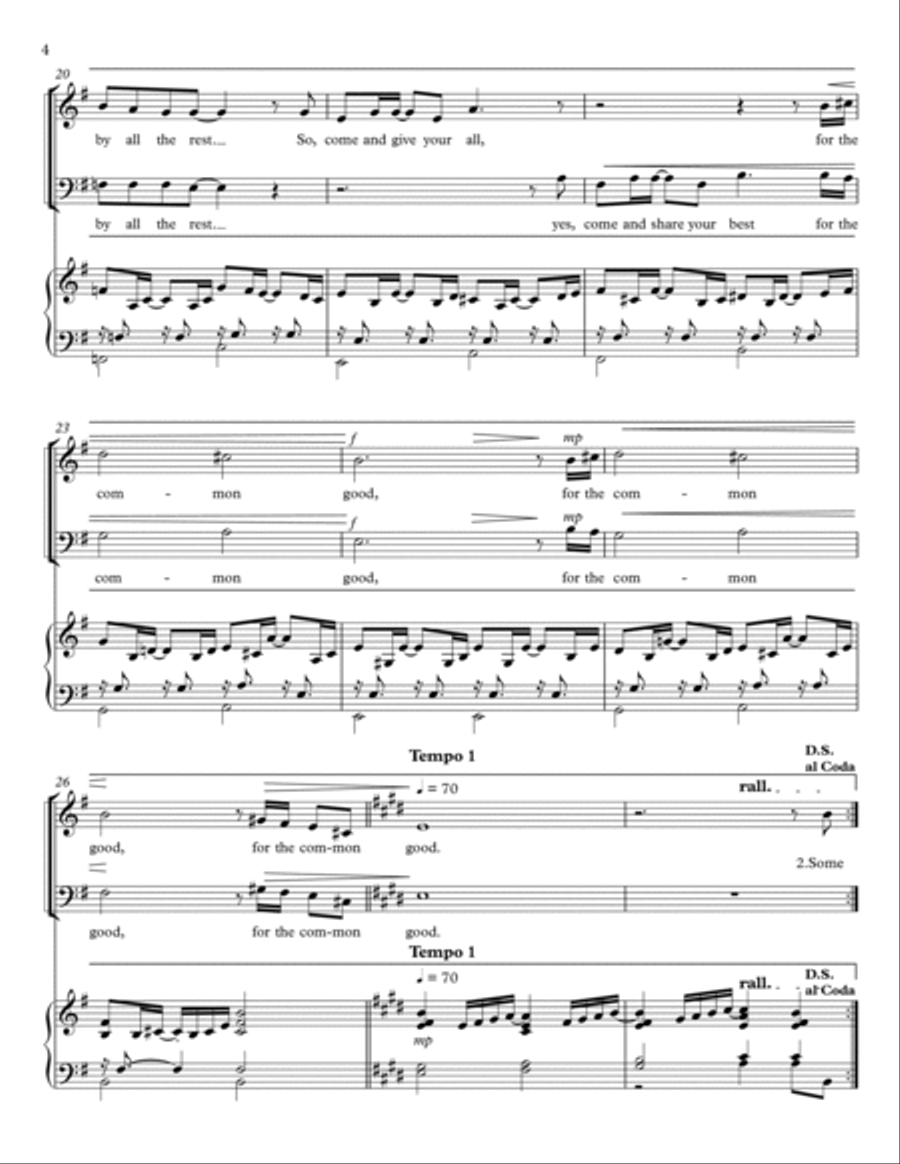 For the Common Good (2 Part Mixed Voices) 2-Part scores gallery preview page 3