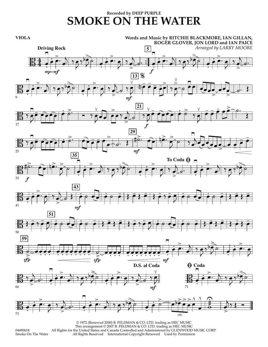 Smoke on the Water - Viola Orchestra scores gallery preview page 1