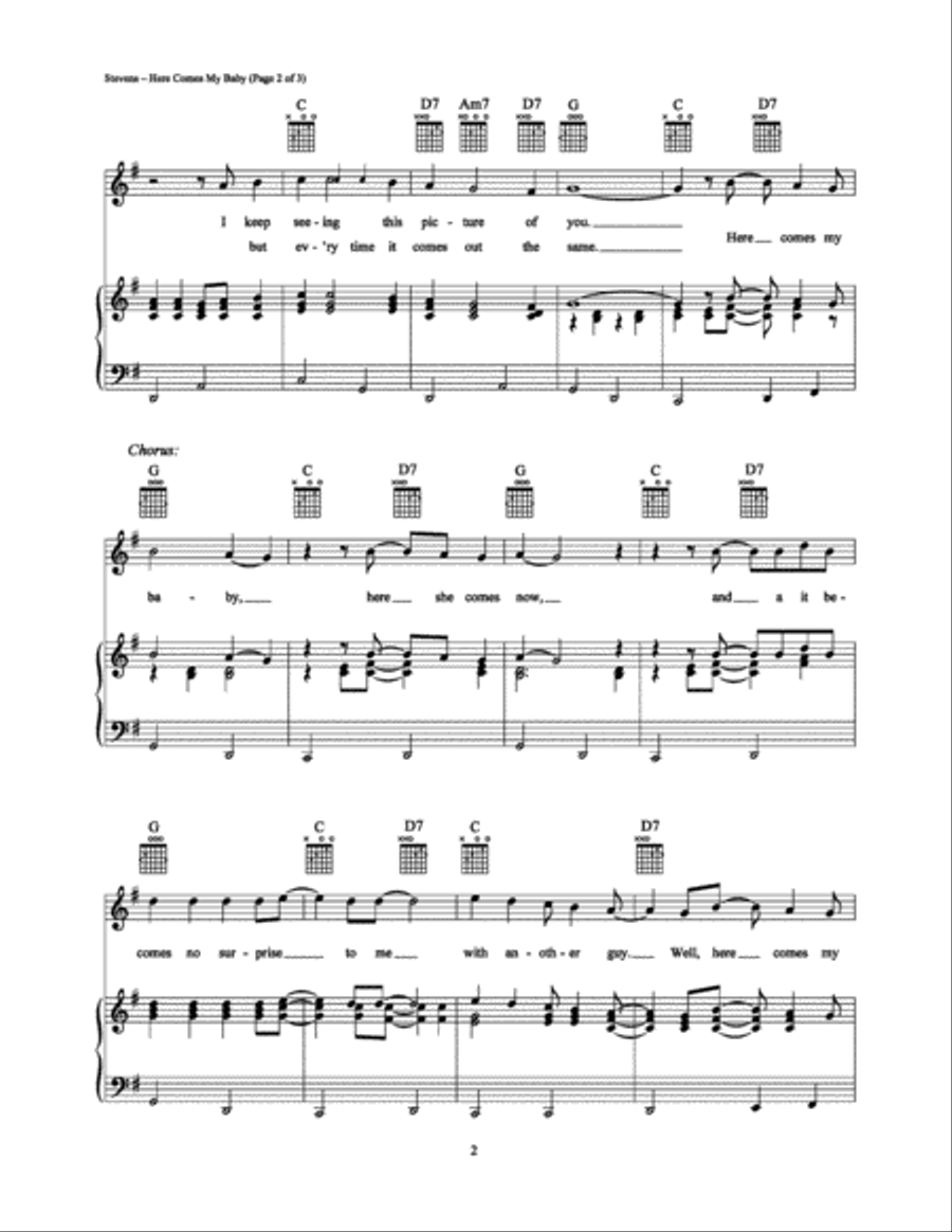 Here Comes My Baby Piano, Vocal, Guitar scores gallery preview page 2