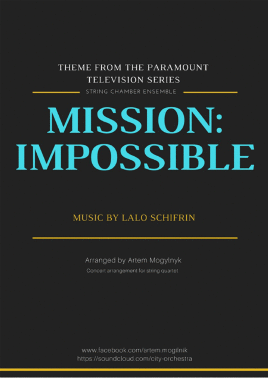 Mission: Impossible Theme from the Paramount Television Series MISSION: IMPOSSIBLE String Quartet scores gallery preview page 1