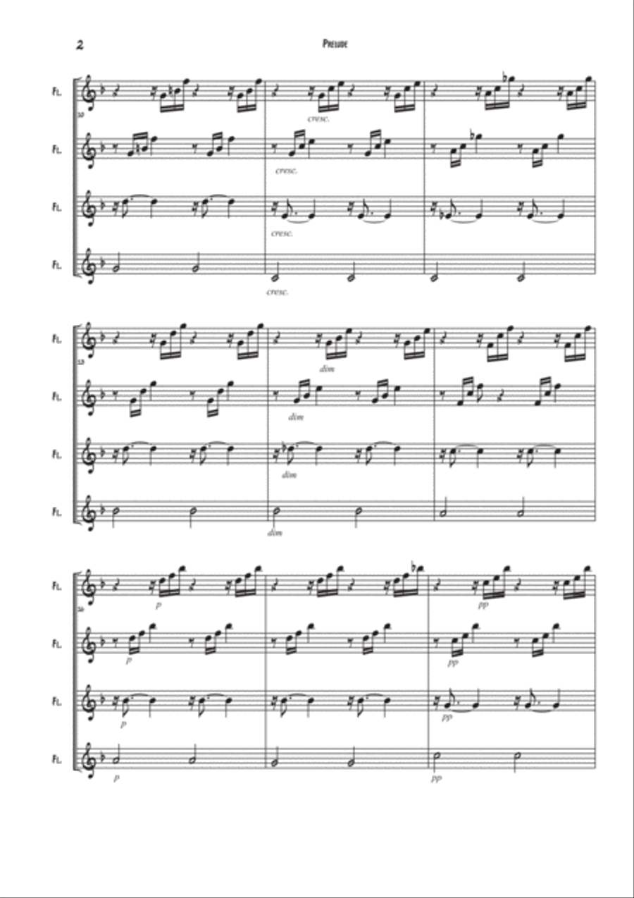 Prelude - Flute quartet Flute Quartet scores gallery preview page 2