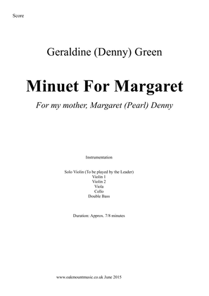 Book cover for Minuet For Margaret, for Strings. (Standard Arrangement)