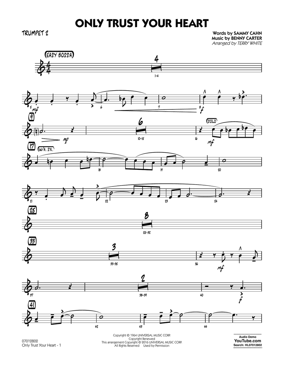 Only Trust Your Heart - Trumpet 2 Jazz Ensemble scores gallery preview page 1