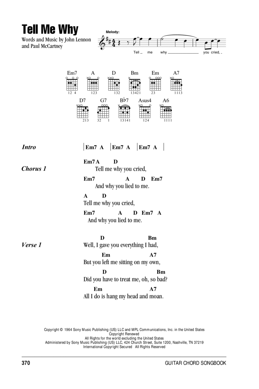 Tell Me Why Acoustic Guitar scores gallery preview page 1