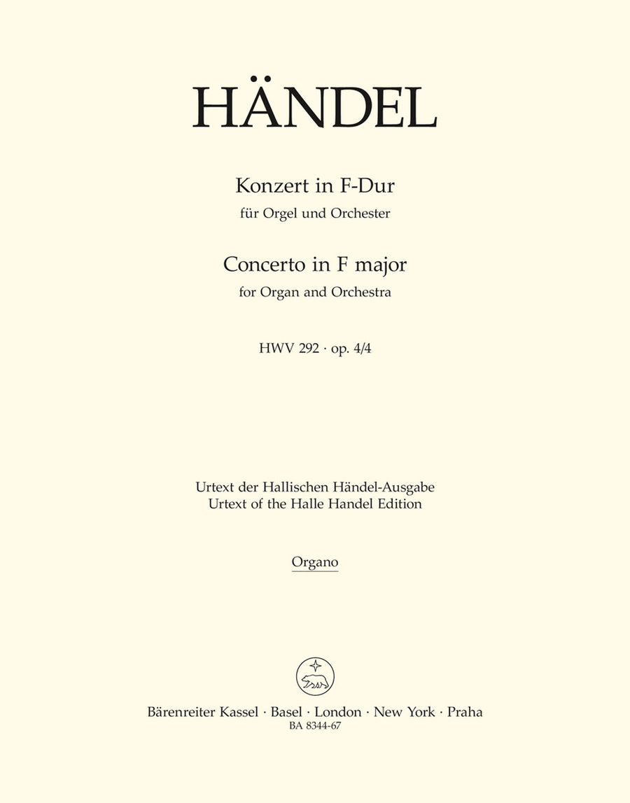 Concerto for Organ and Orchestra F major, Op. 4/4 HWV 292