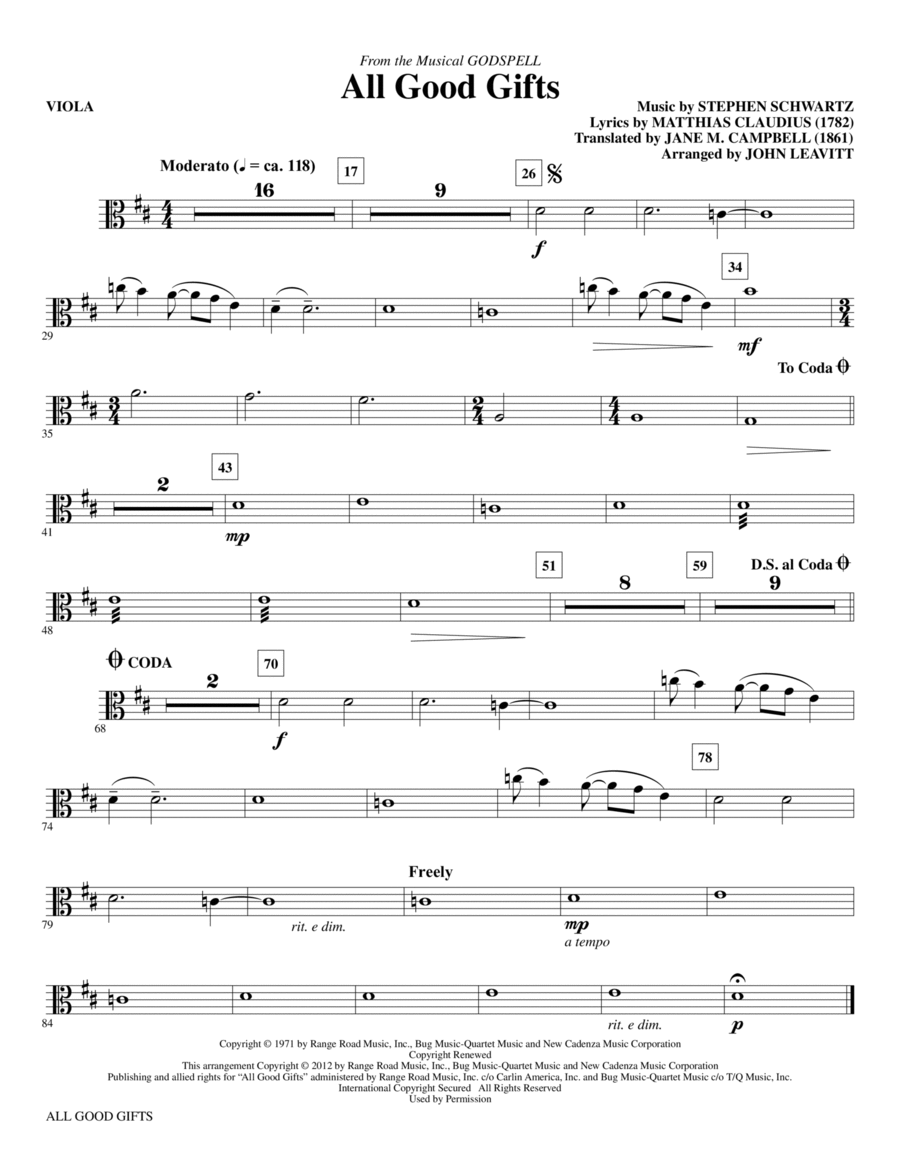 All Good Gifts - Viola All Good Gifts - Viola Choir scores gallery preview page 1