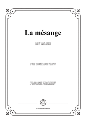 Book cover for Viardot-La mésange in F Major,for Voice and Piano