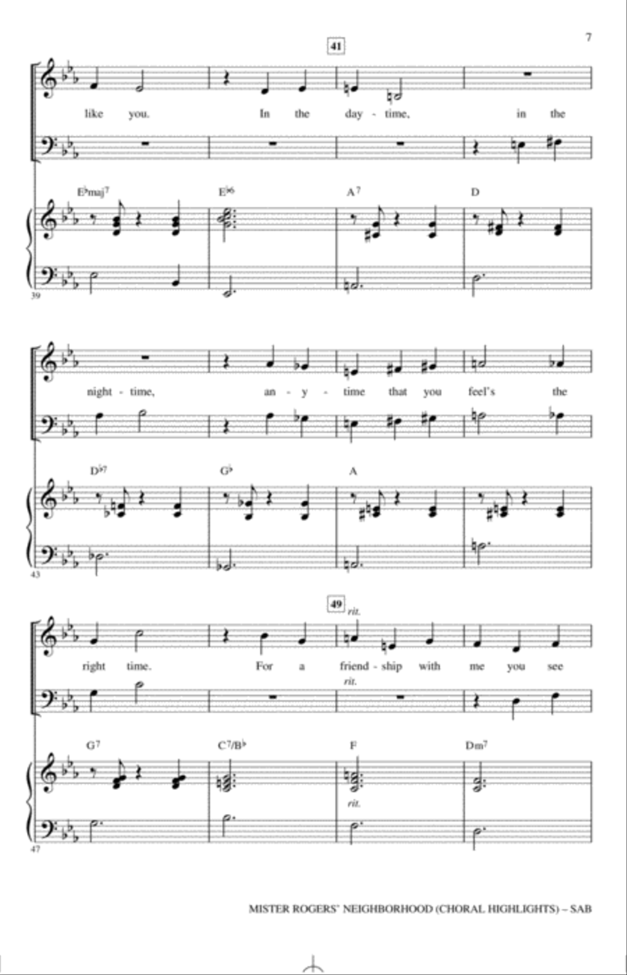 Mister Rogers' Neighborhood (Choral Highlights) (arr. Roger Emerson) 3-Part scores gallery preview page 6
