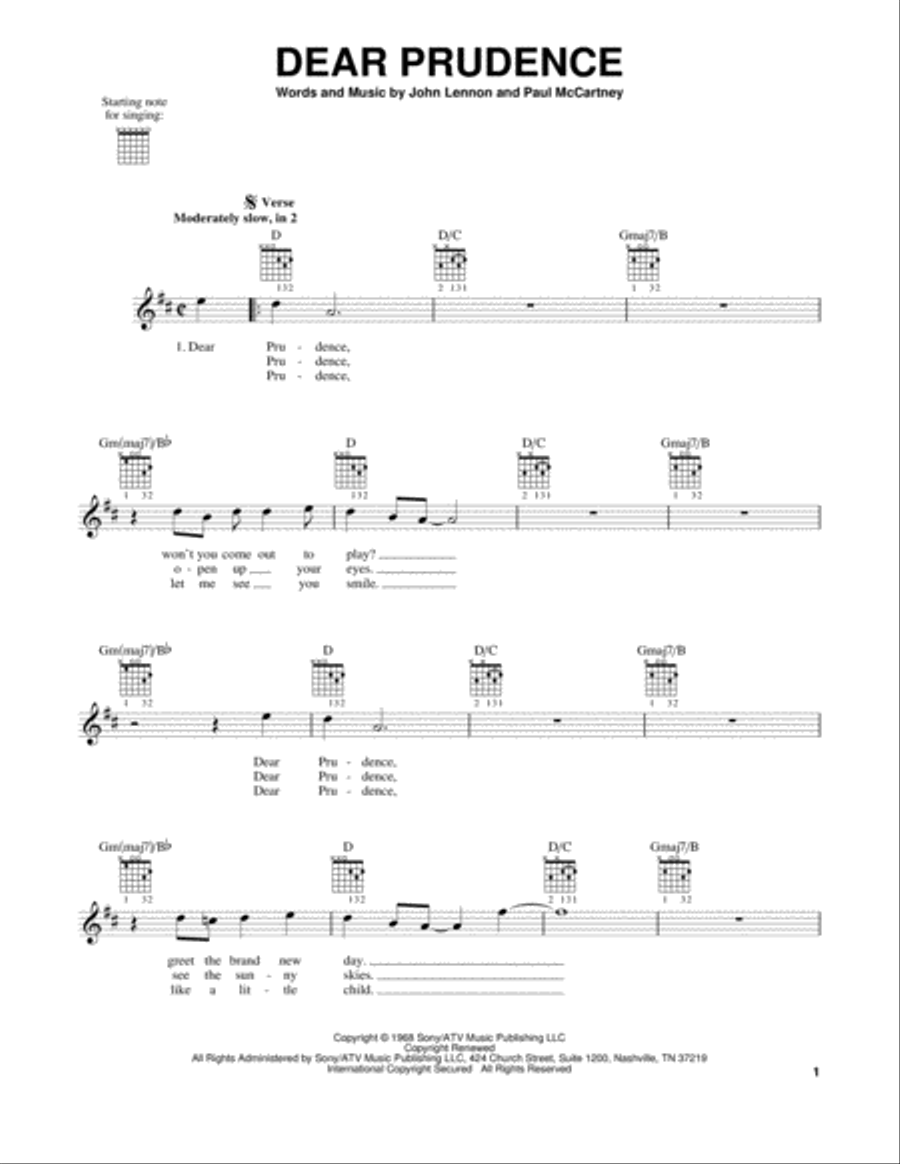 Dear Prudence Acoustic Guitar scores gallery preview page 1