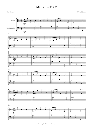 mozart k2 minuet in f Viola and Cello sheet music