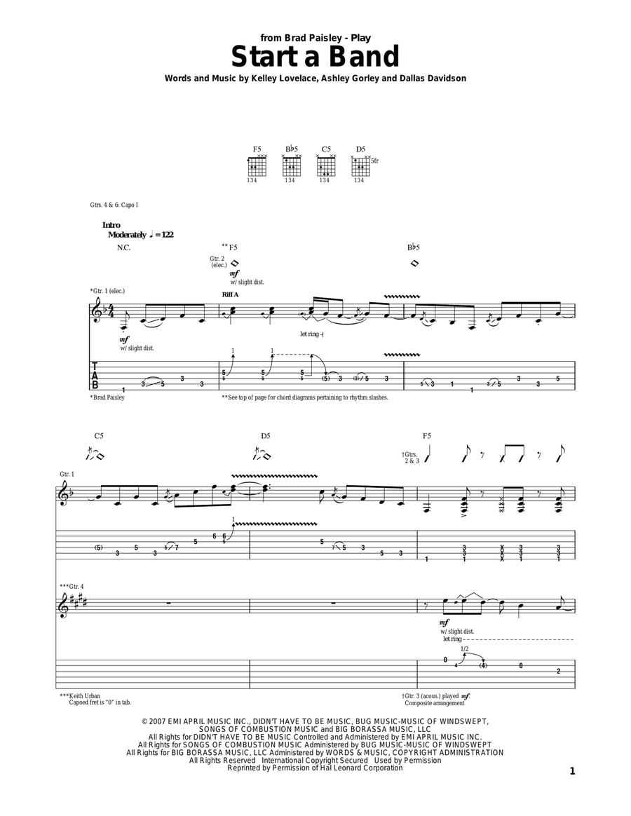 Start A Band Acoustic Guitar scores gallery preview page 1