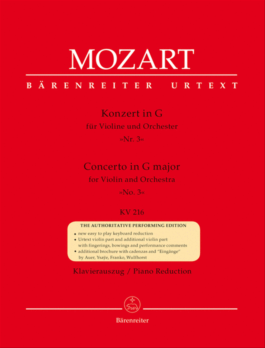 Concerto for Violin and Orchestra, No. 3 G major, KV 216 Violin Solo scores gallery preview page 1