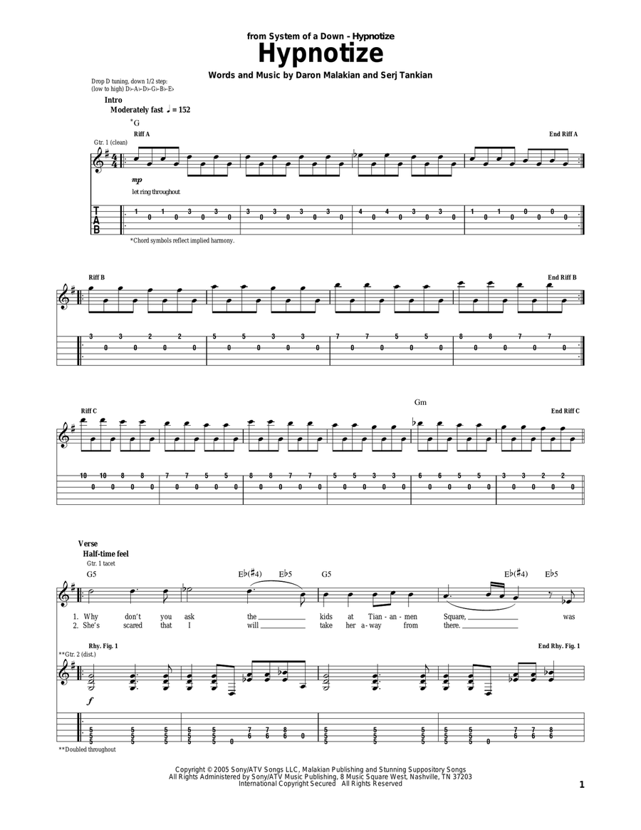 Hypnotize Electric Guitar scores gallery preview page 1
