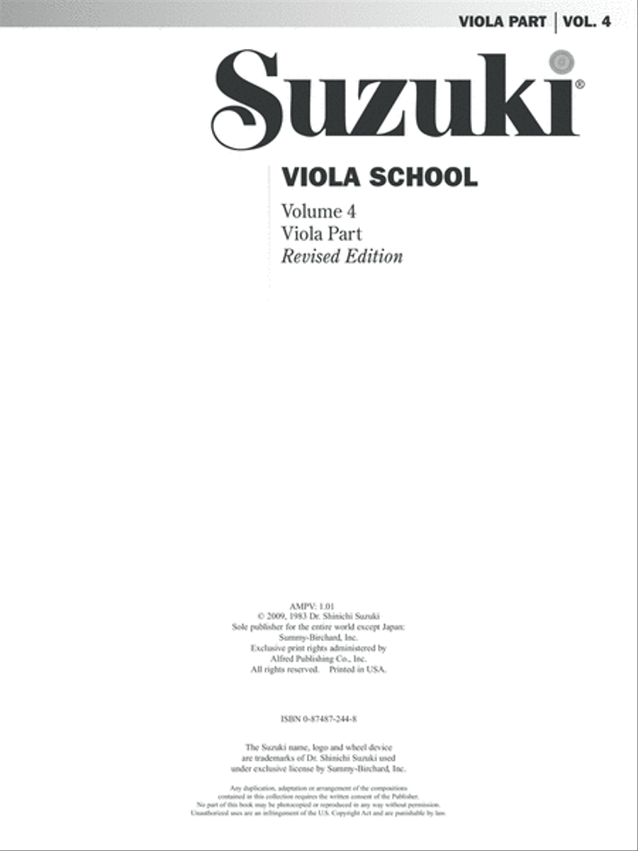 Suzuki Viola School, Volume 4