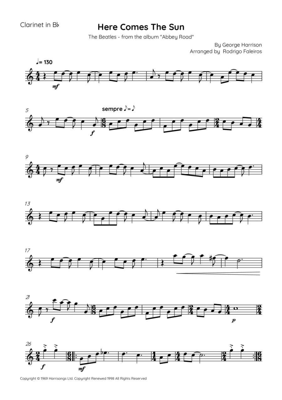Here Comes The Sun Chamber Music scores gallery preview page 1